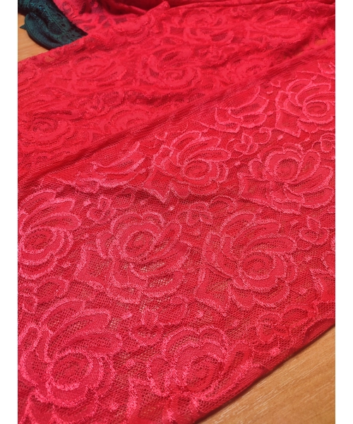 Delikatna elastyczna Koronka tiulowa czerwone kwiaty szer.150cm